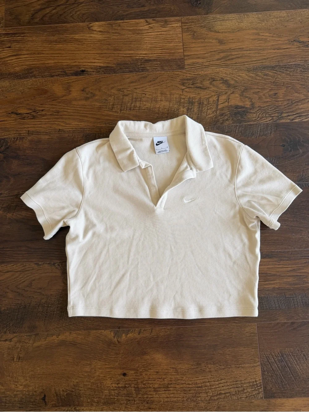 Nike Beige Cropped Polo Top